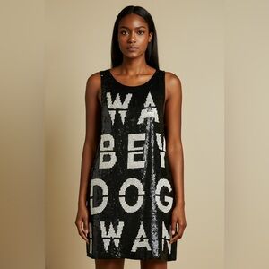 Beau Souci 2018 Silk & Sequin Mini Shift Dress Black Size Large